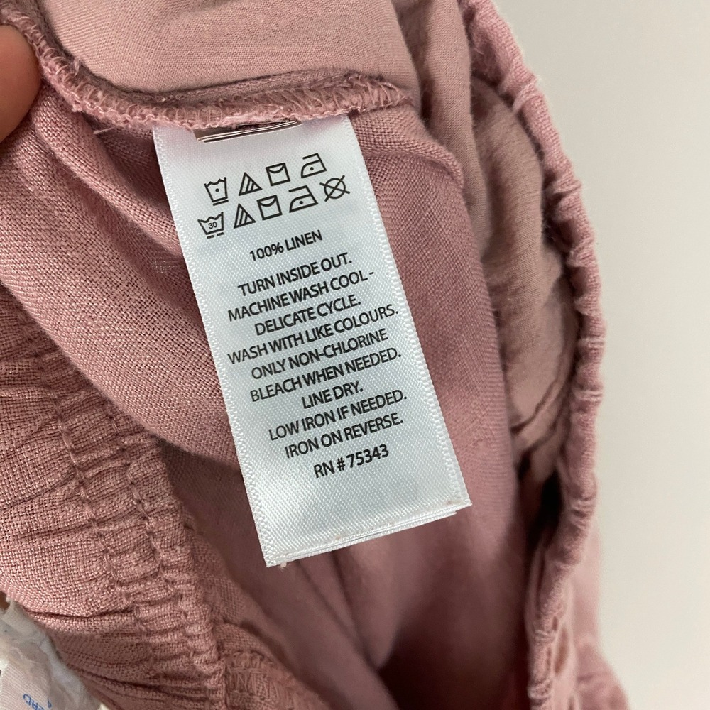 Sigrid Olsen Linen Wide Leg Pants Womens Large Pink Pull On Casual Coastal - Picture 4 of 6